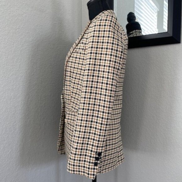 TOPSHOP Classic Tan & Black Houndstooth Suit Blazer Size 2 - Picture 6 of 13
